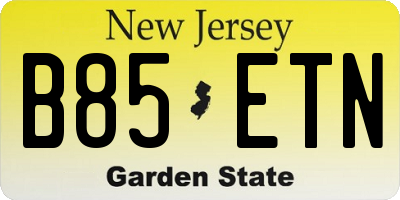 NJ license plate B85ETN