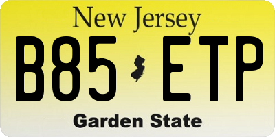 NJ license plate B85ETP