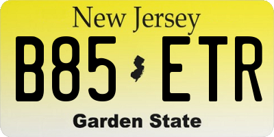NJ license plate B85ETR