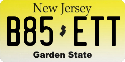 NJ license plate B85ETT