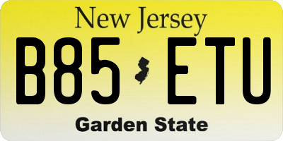 NJ license plate B85ETU