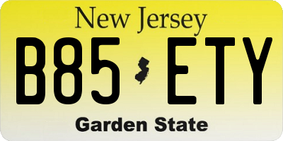NJ license plate B85ETY