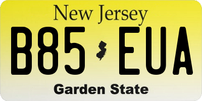 NJ license plate B85EUA