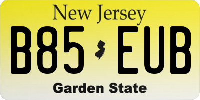 NJ license plate B85EUB