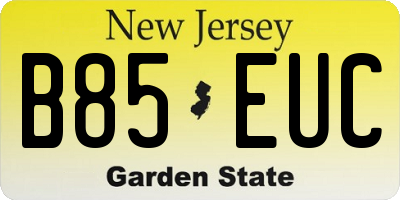 NJ license plate B85EUC