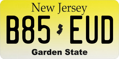 NJ license plate B85EUD