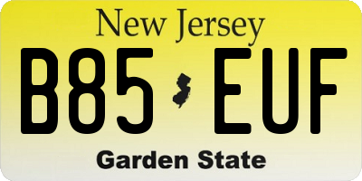 NJ license plate B85EUF