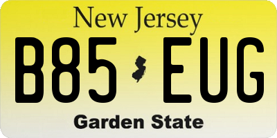 NJ license plate B85EUG