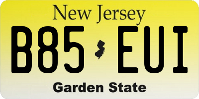 NJ license plate B85EUI