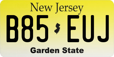 NJ license plate B85EUJ