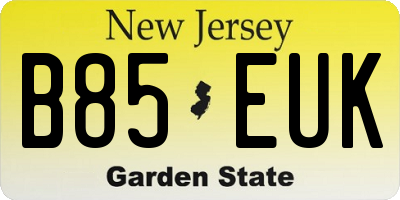 NJ license plate B85EUK