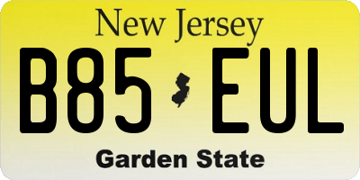 NJ license plate B85EUL