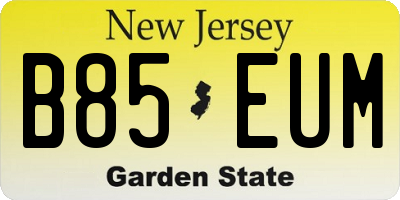 NJ license plate B85EUM