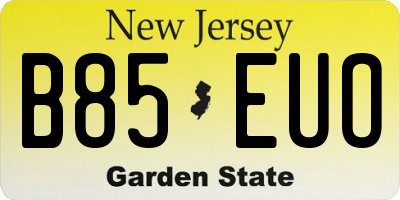 NJ license plate B85EUO