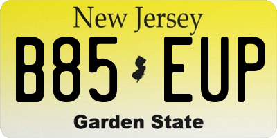 NJ license plate B85EUP