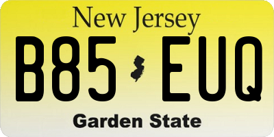 NJ license plate B85EUQ