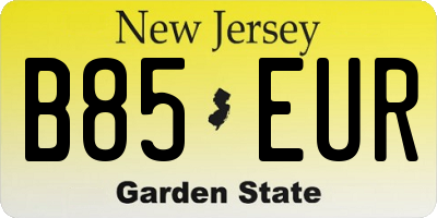 NJ license plate B85EUR