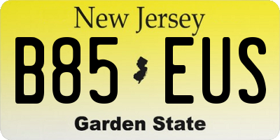 NJ license plate B85EUS