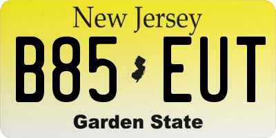 NJ license plate B85EUT
