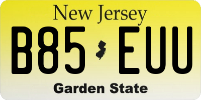 NJ license plate B85EUU