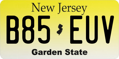 NJ license plate B85EUV