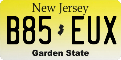 NJ license plate B85EUX