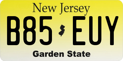 NJ license plate B85EUY
