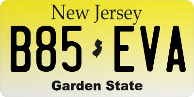 NJ license plate B85EVA