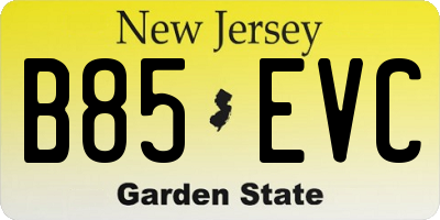NJ license plate B85EVC