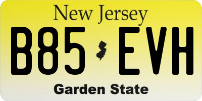 NJ license plate B85EVH