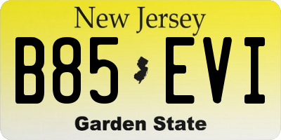 NJ license plate B85EVI