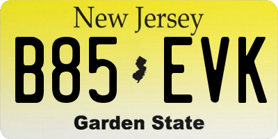 NJ license plate B85EVK