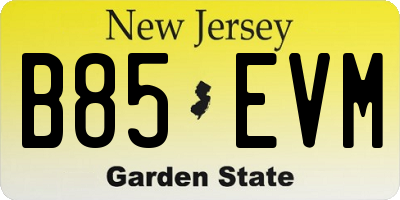 NJ license plate B85EVM