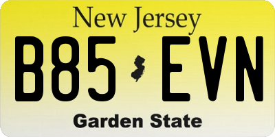 NJ license plate B85EVN