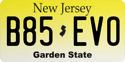 NJ license plate B85EVO