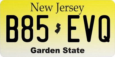 NJ license plate B85EVQ