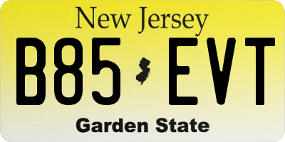 NJ license plate B85EVT