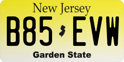 NJ license plate B85EVW
