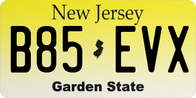 NJ license plate B85EVX
