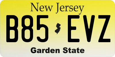 NJ license plate B85EVZ