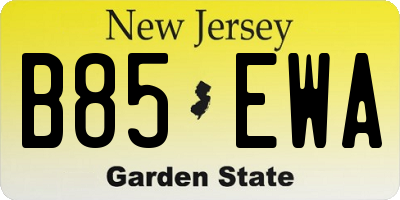 NJ license plate B85EWA
