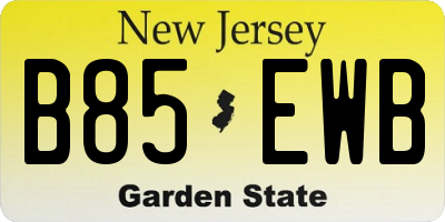 NJ license plate B85EWB