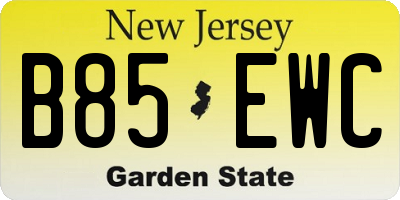 NJ license plate B85EWC