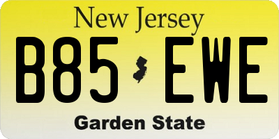 NJ license plate B85EWE
