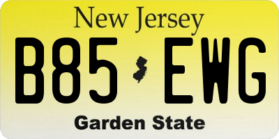 NJ license plate B85EWG