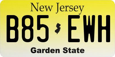 NJ license plate B85EWH