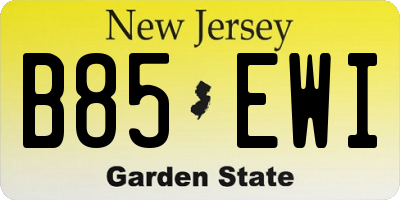 NJ license plate B85EWI