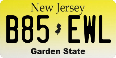 NJ license plate B85EWL