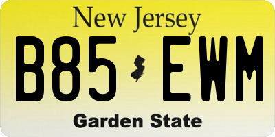 NJ license plate B85EWM