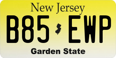 NJ license plate B85EWP